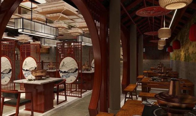 转型：这个配色让顾客食欲暴增麻将胡了app火锅店设计风格(图2)